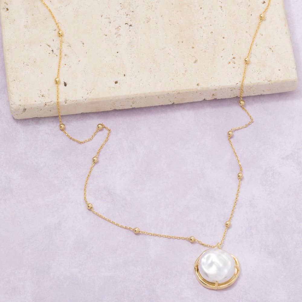 Gold Dipped Pearl Pendant Necklace