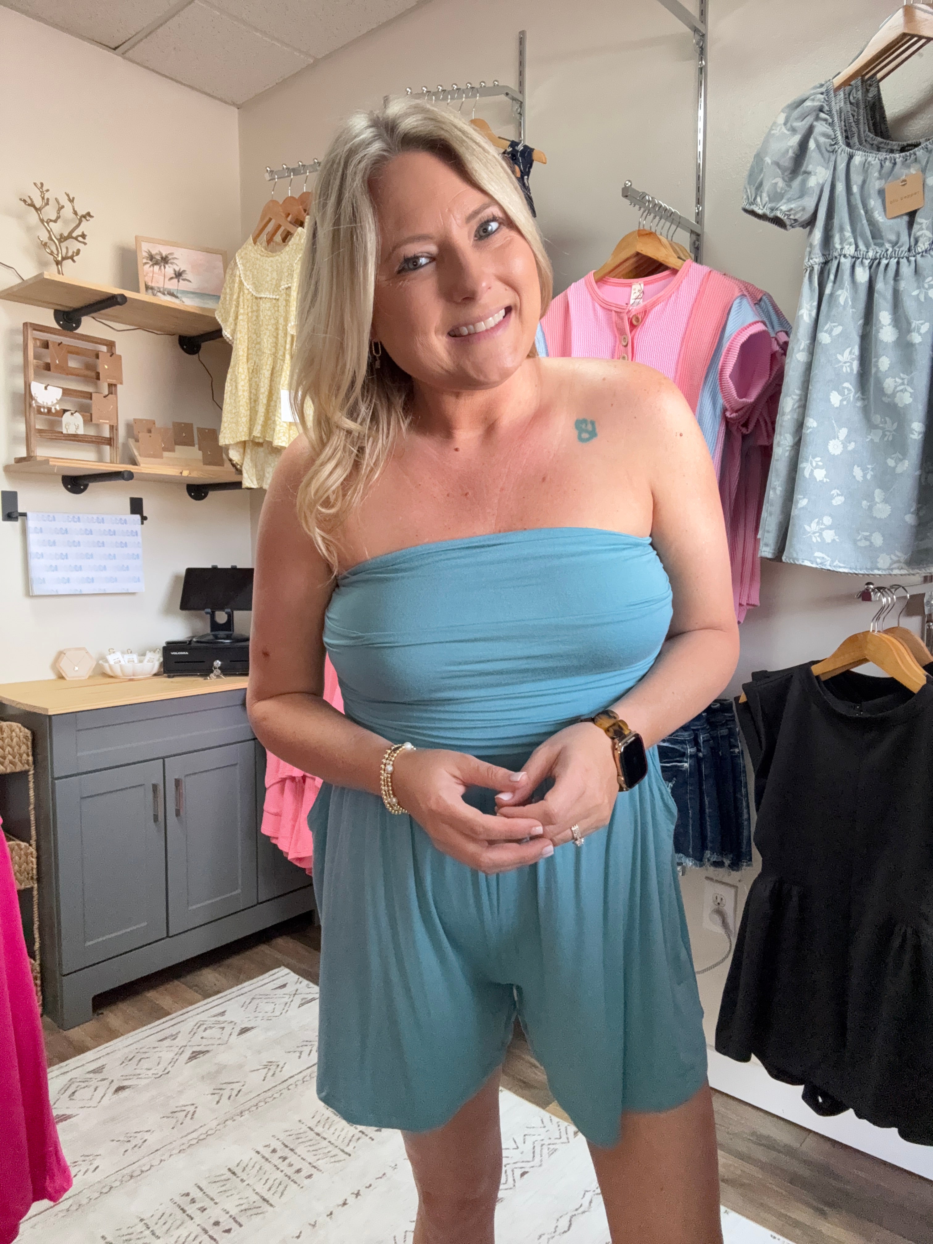 DOUBLE LAYERED STRAPLESS TUBE TOP ROMPER