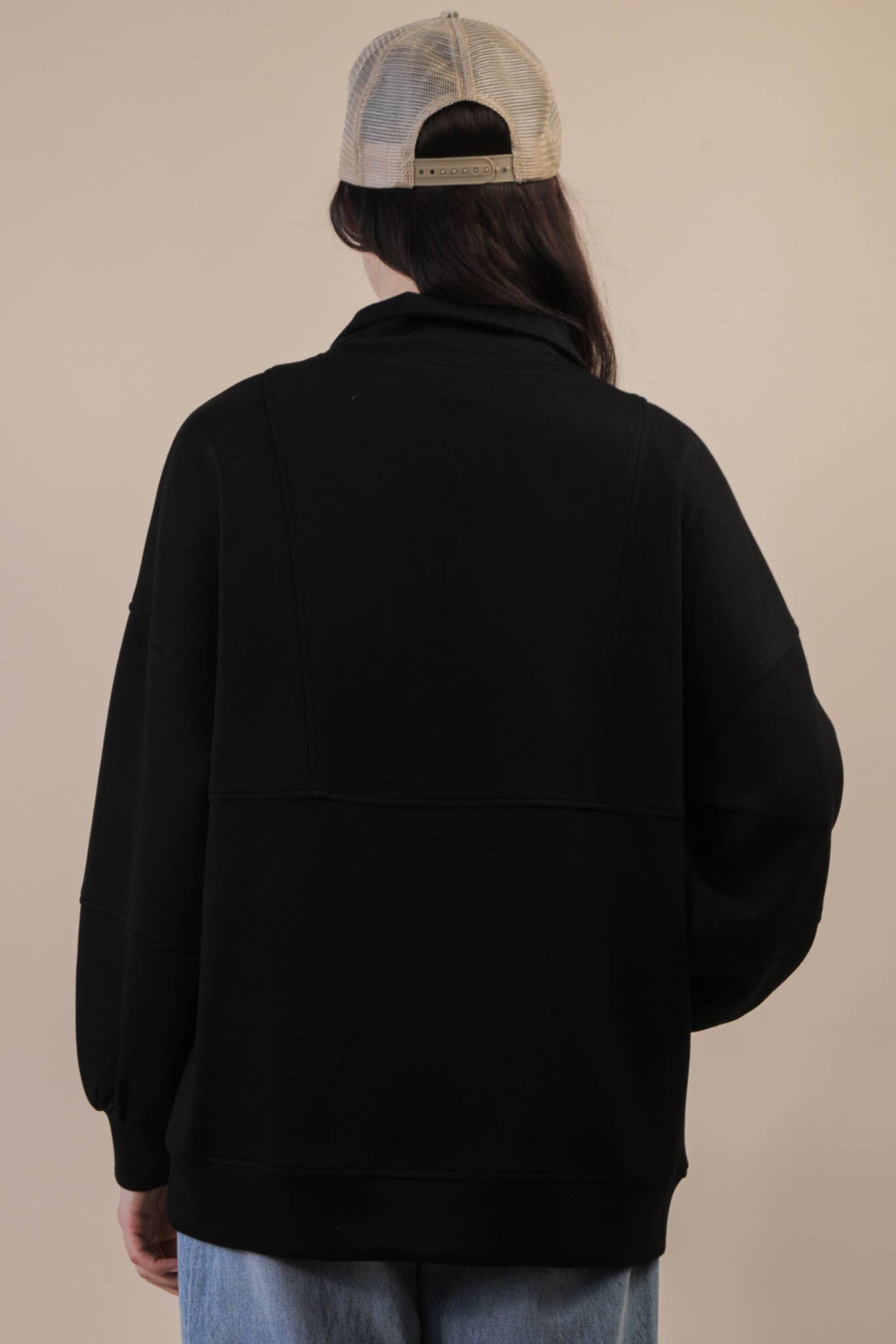 Half Zip UP Oversized Casual Comfy Knit Top