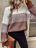 Color Block Crew Neck Sweater