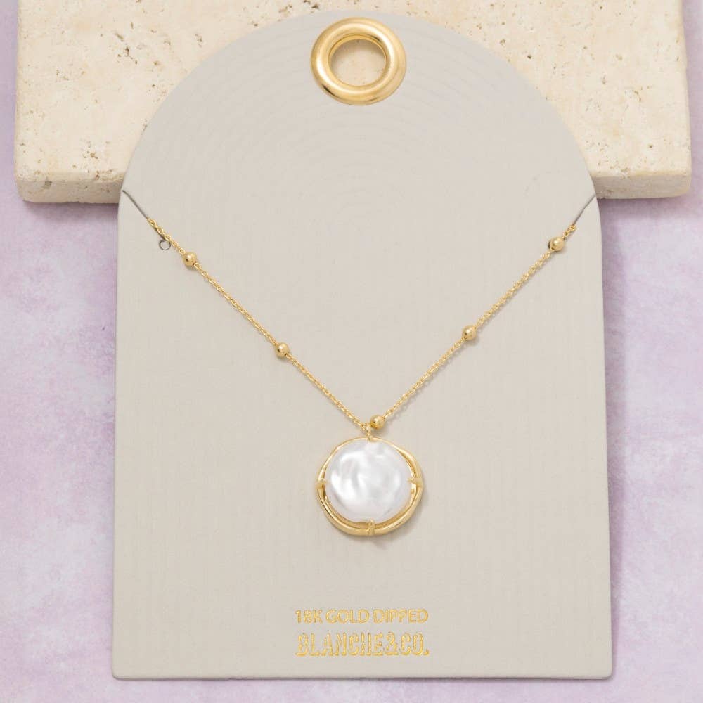Gold Dipped Pearl Pendant Necklace