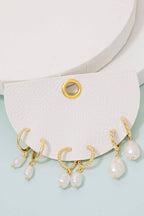 Pearl Charm Hoop Earrings Set