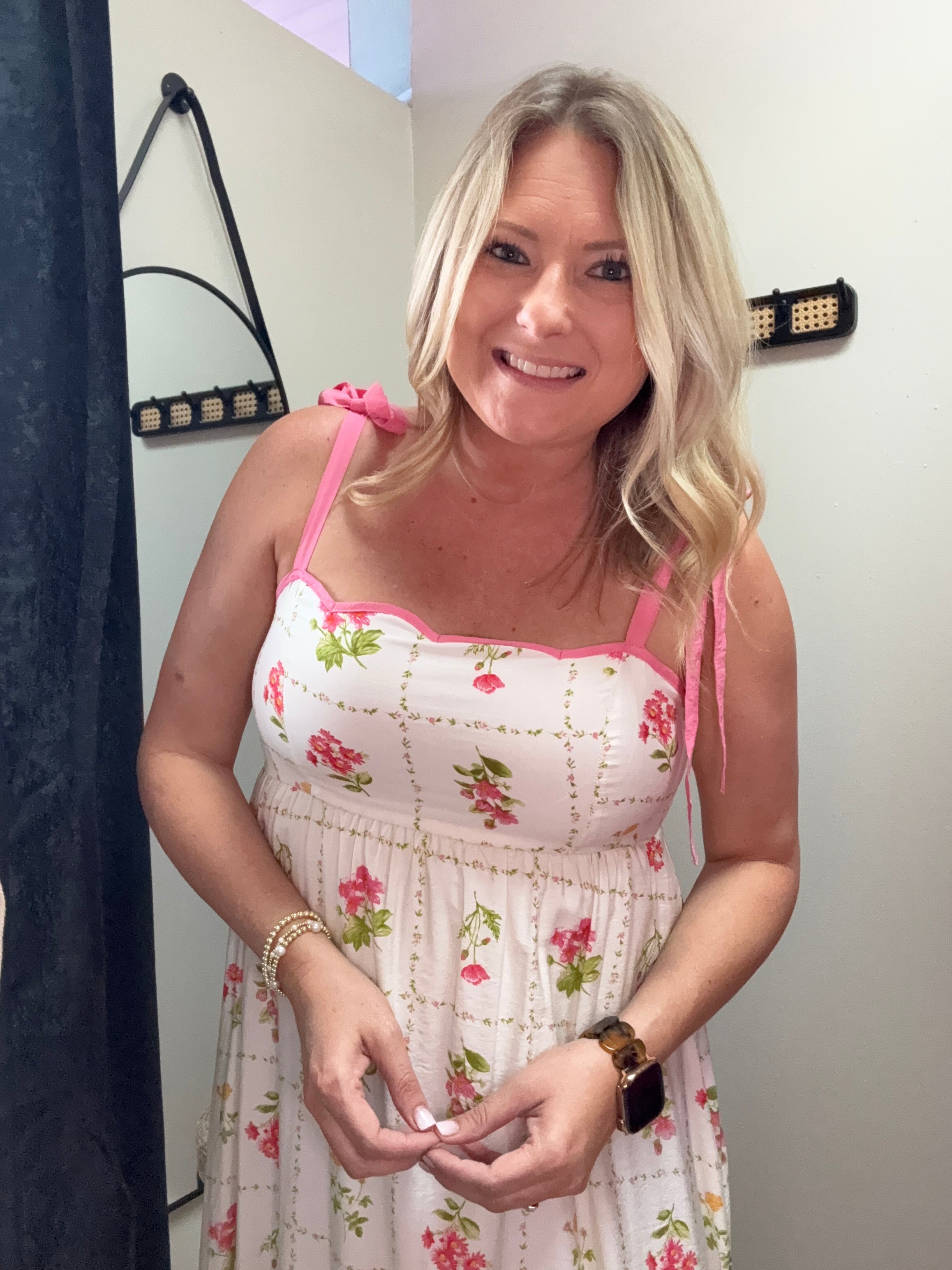 FLORAL PATTERN SCALLOPED DRESS