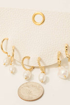 Pearl Charm Hoop Earrings Set