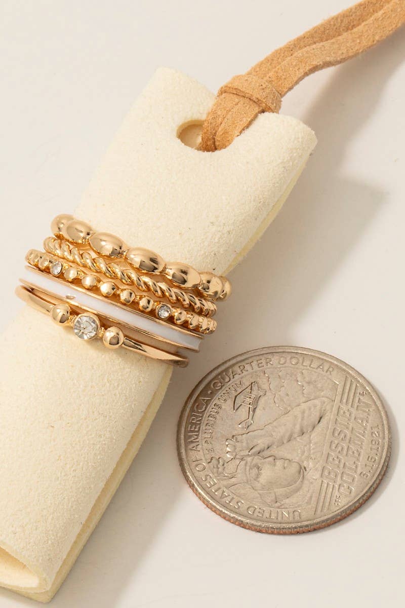 Assorted Metallic Band Rings Set