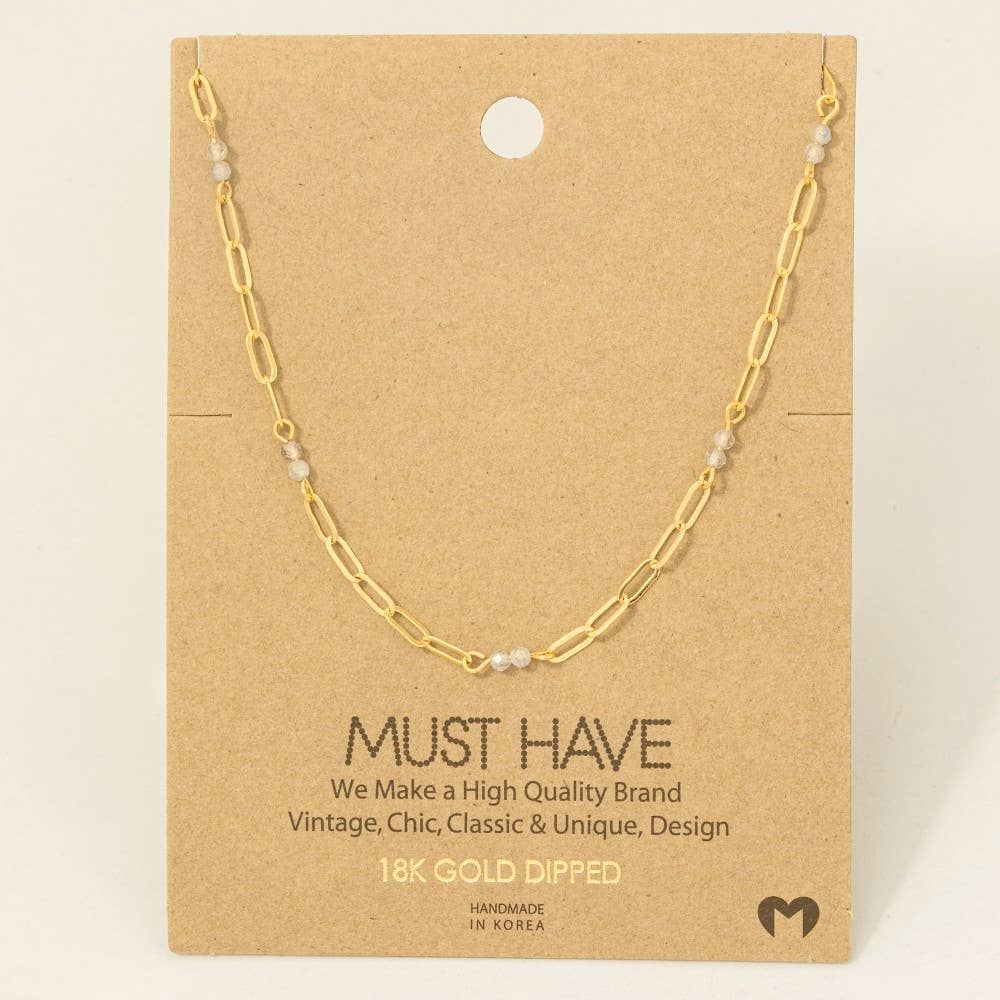 Dainty Chain Link Bead Station Necklace