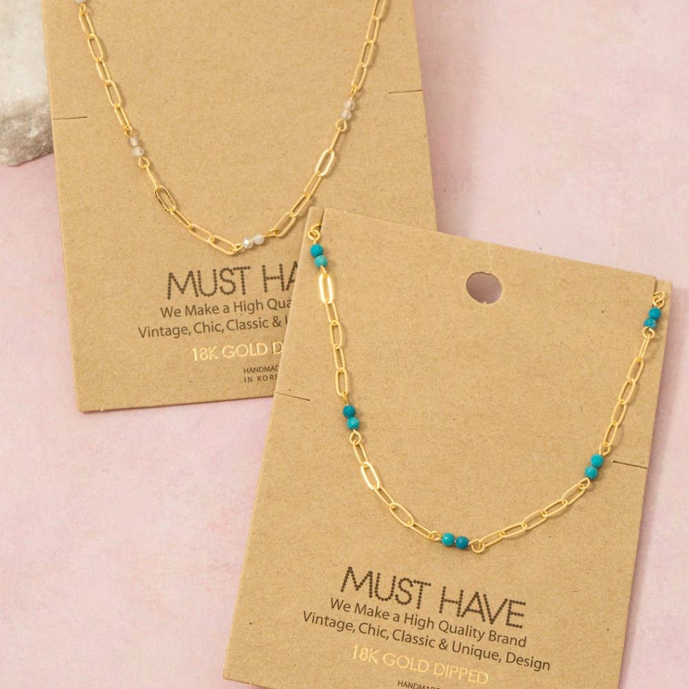 Dainty Chain Link Bead Station Necklace