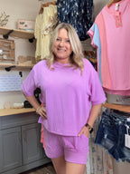 RAISED RIB SHORT SLEEVE TEE & SHORT PANTS SET