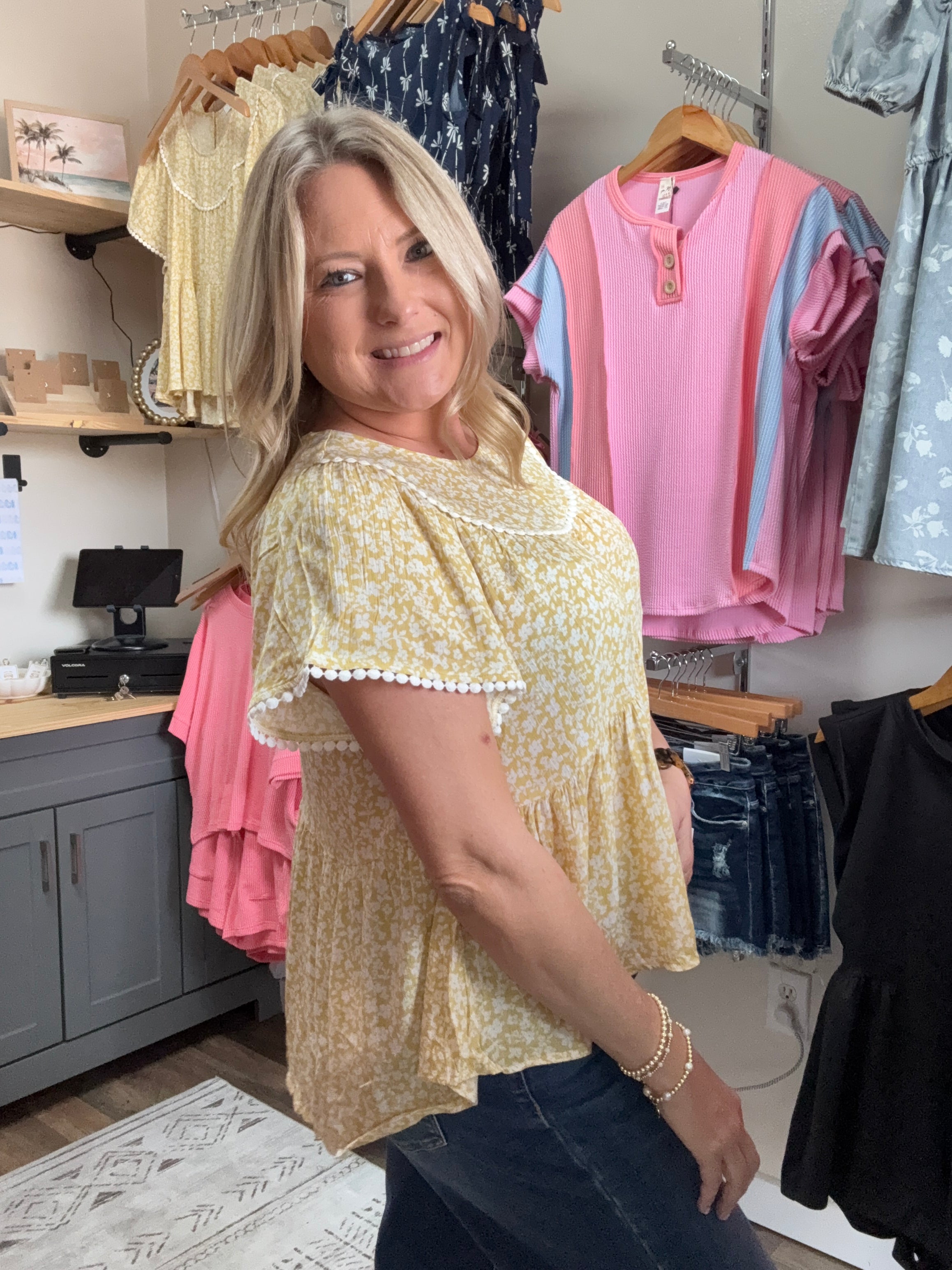 Ditsy Floral Flutter Sleeve Top