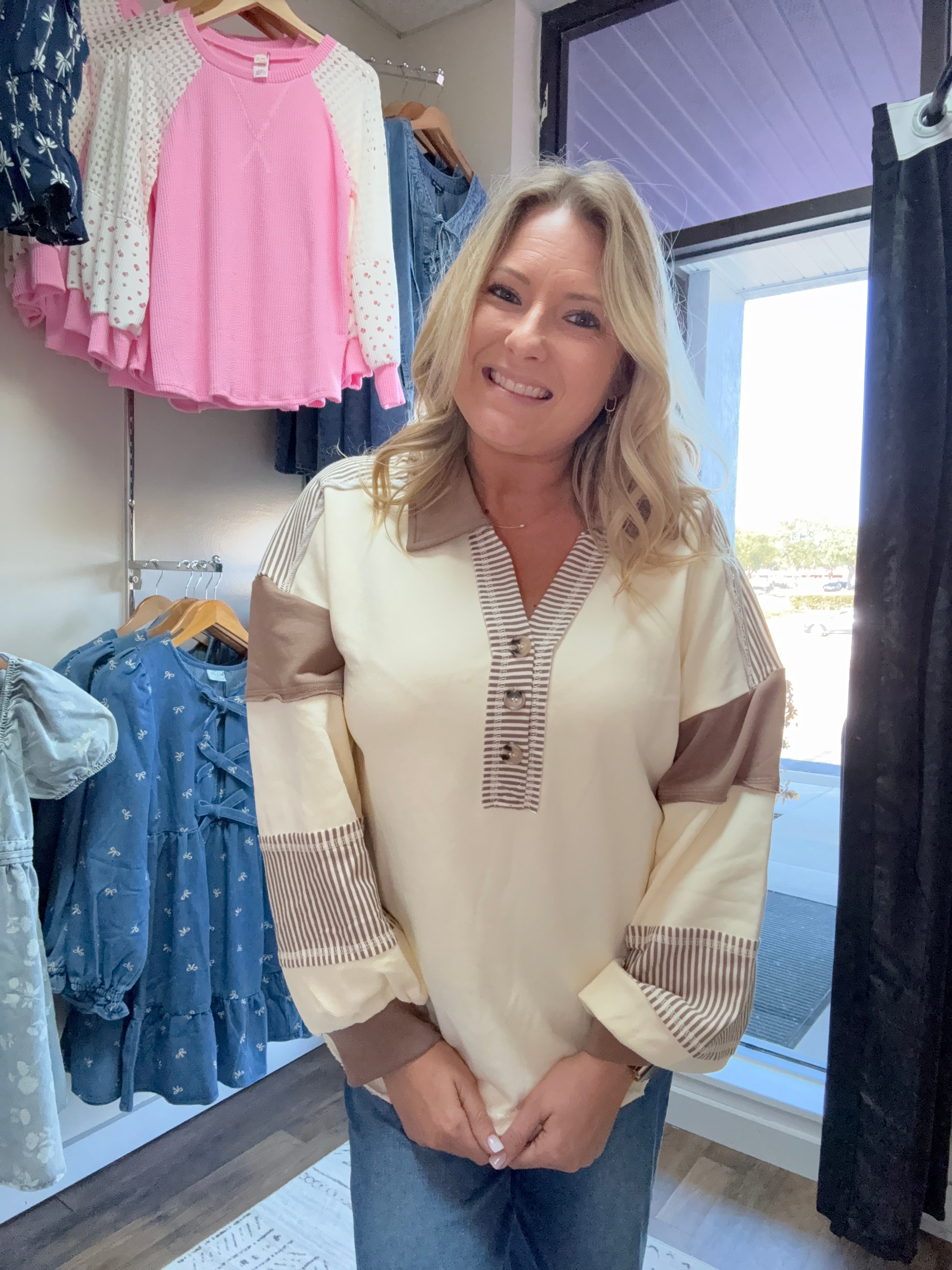 Color Block Oversized Casual Knit Top