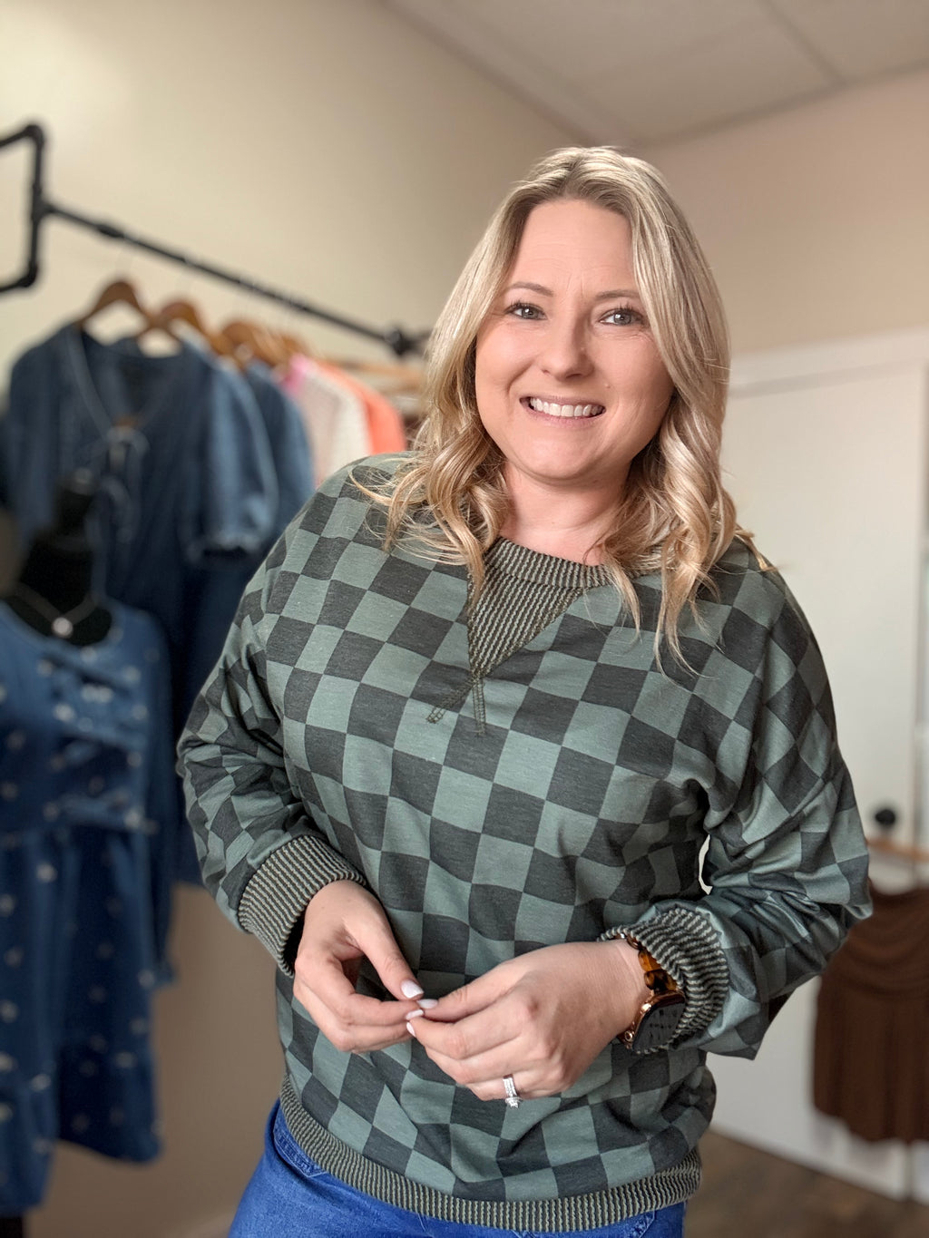 Checkered Print Top