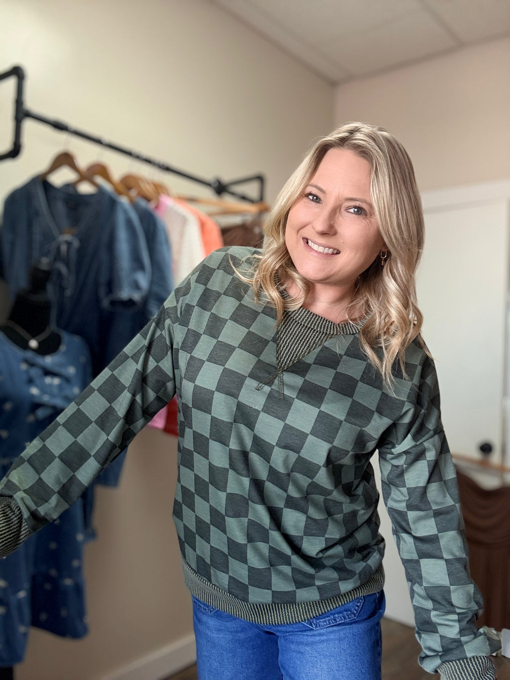 Checkered Print Top