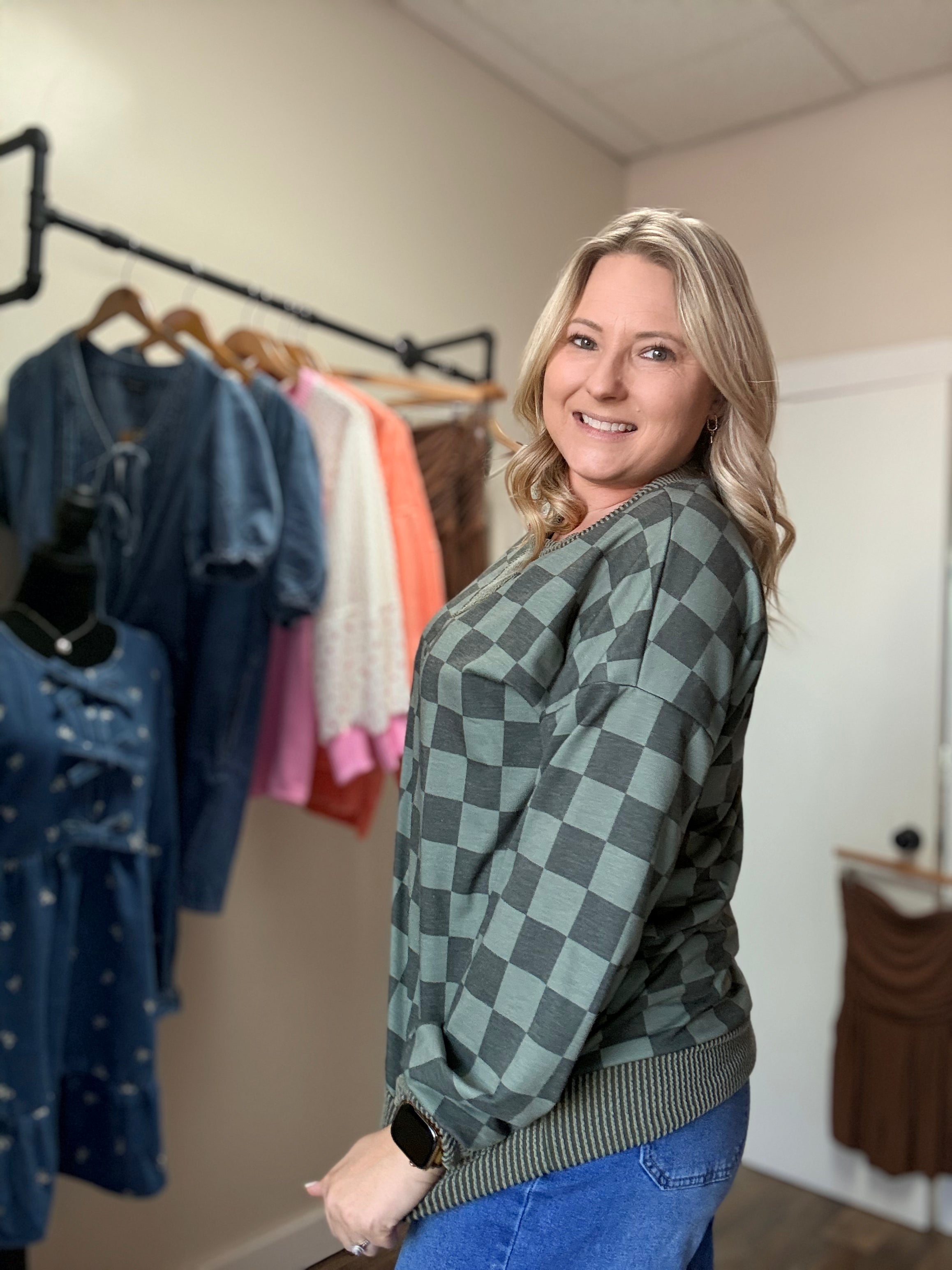 Checkered Print Top