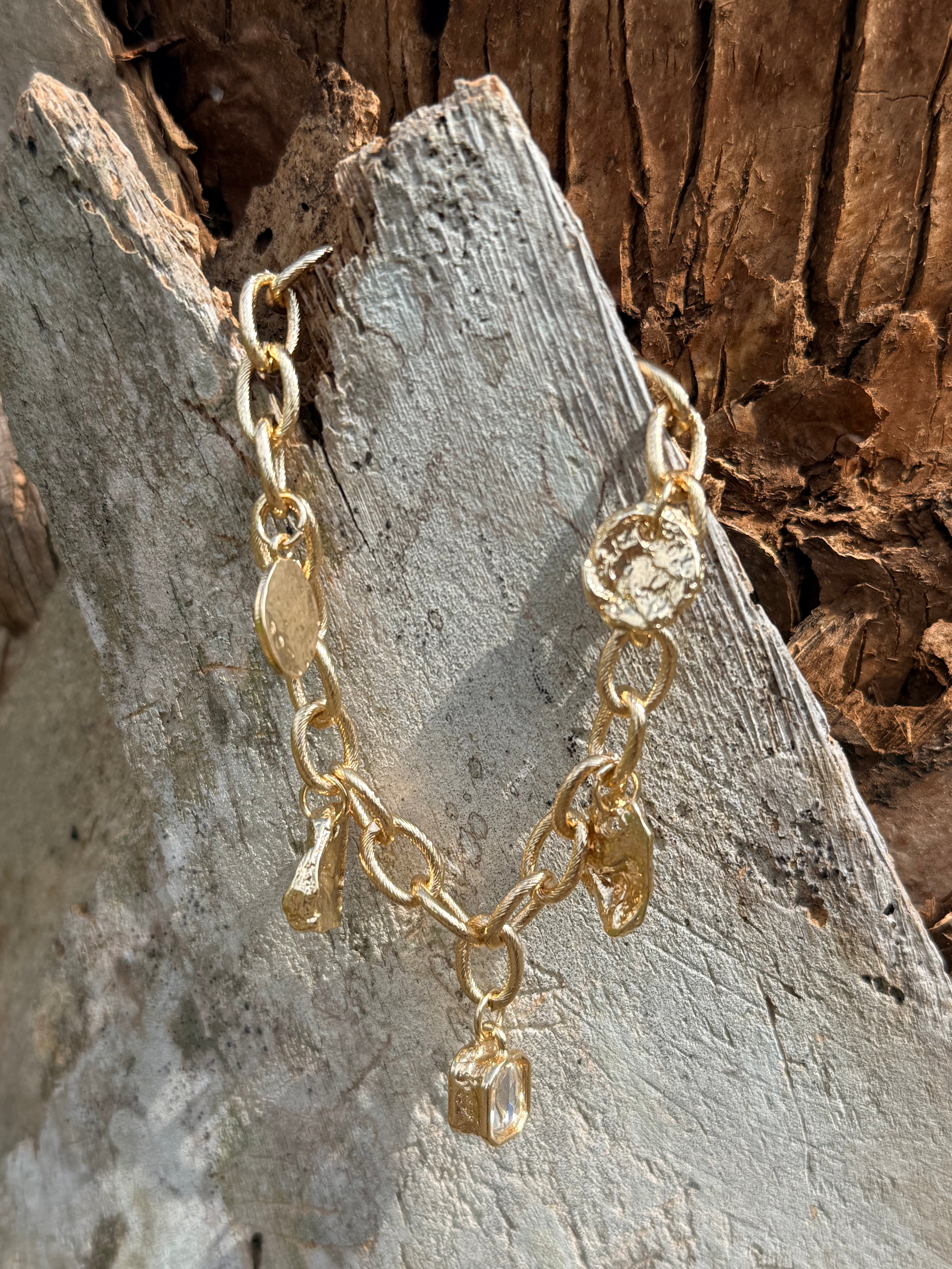 Statement Chain Bracelet with Reflective Crystals