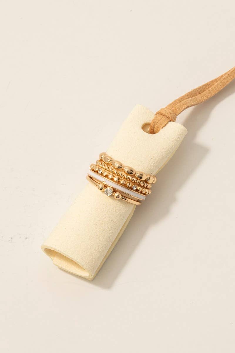 Assorted Metallic Band Rings Set